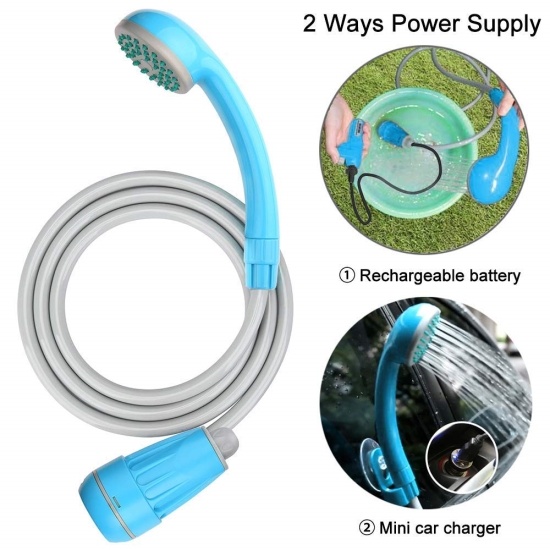 Battery Powered Handheld Portable Outdoor Shower Camping Pet Car USB Charging 