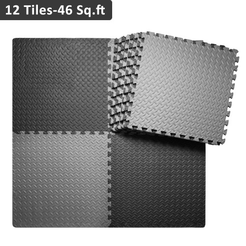 innhom Gym Mat Puzzle Exercise Mats Gym Flooring Mat Interlocking Foam Mats  with EVA Foam Floor Tiles for Gym Equipment Workouts, CPSIA, ASTM Approved  Black/Gray