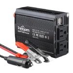 300W Power Inverter DC 12V to 110V AC Car Converter with 4.2A Dual USB Car Adapter and 2 AC Outlets Converter